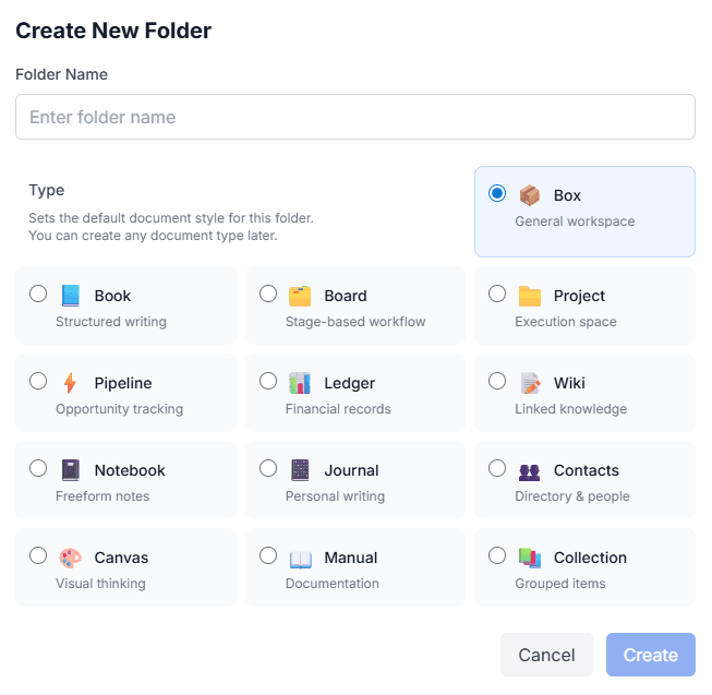 AiruNote feature showing folder structure and organization